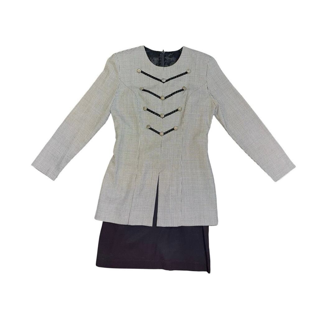 Vintage Positive Attitude Houndstooth Velvet V Dress SZ 6 Career Preppy Classic